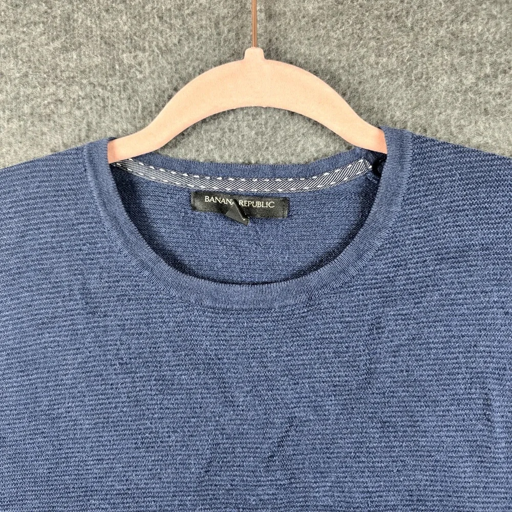 Banana Republic Men S Blue Marled Pullover Lightweight Sweater‎ Casual Everyday